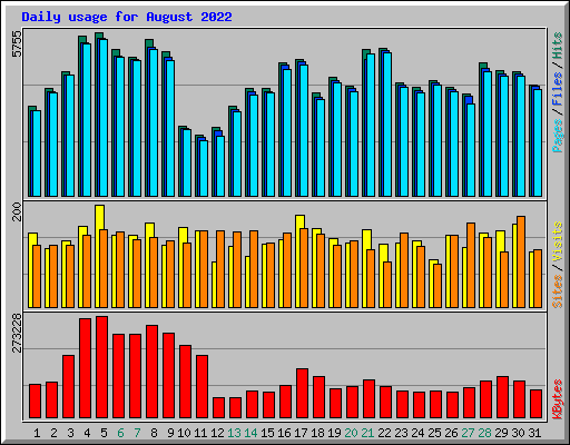 Daily usage for August 2022